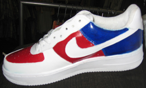 CHPS Hand Painted Shoes - Blue / Red-nascar, shoes, hand painted, custom, nike, tennis, shoe, athletic, airforce 1