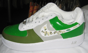 CHPS Hand Painted Shoes - "Taste of Money"  Green / Grey-shoes, hand painted, custom, nike, tennis, shoe, athletic, airforce 1, air force one
