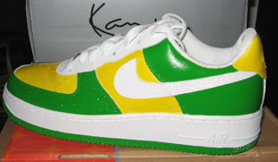 CHPS Hand Painted Shoes - Green/Yellow  Ostrich Print-Green, Yellow,shoes, hand painted, custom, nike, tennis, shoe, athletic, airforce 1, air force one, ostrich print