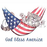 Custom Heat Transfer - God Bless America - Cat 10x12