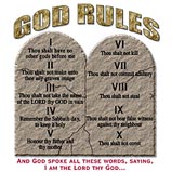 Custom Heat Transfer - God Rules - 10 Commandments 10x12