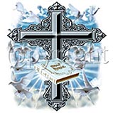 Custom Heat Transfer - Holy Bible & Cross 12x13