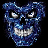 Custom Heat Transfer - Terminator Skull Blue 15x15